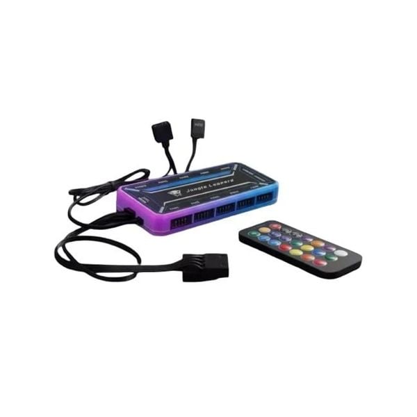 Bộ Hub + Remote Fan RGB Leopard hỗ trợ 10 quạt RGB 6-PIN, 2 cổng LED, điều khiển từ xa