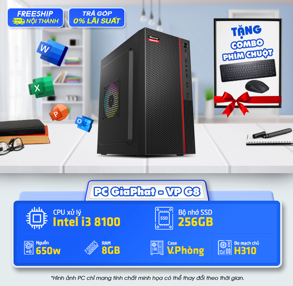 PC văn phòng G8 - i3 8100, SSD 256G, RAM 8GB dành cho học sinh, sinh viên