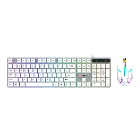Combo phím chuột Gaming Magic KM-01L LED RGB - Màu trắng