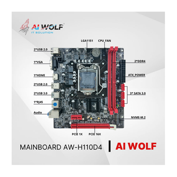 Bo mạch chủ AIWOLF H110 DDR4 (M-ATX, VGA + HDMI) Chính Hãng Full VAT