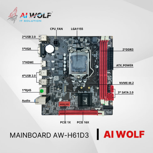 Bo mạch chủ AIWOLF AW-H61D3 (M-ATX, VGA + HDMI, LGA1155) Chính Hãng Full VAT