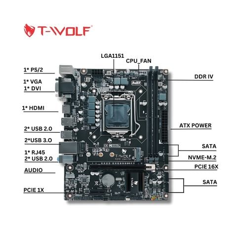 Bo mạch chủ H310 T-Wolf (DDR4, M-ATX, LGA1151)