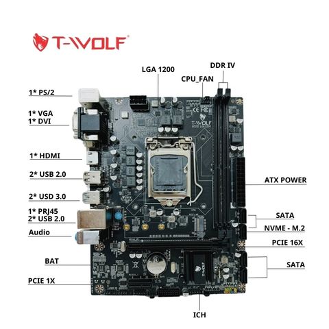 Bo mạch chủ H510 T-Wolf (DDR4, M-ATX, LGA1200)