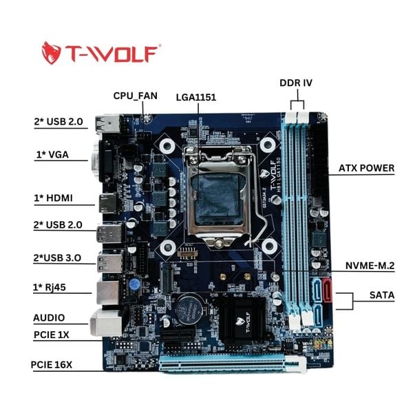 Bo mạch chủ H81 T-Wolf (DDR3, M-ATX, LGA1150)