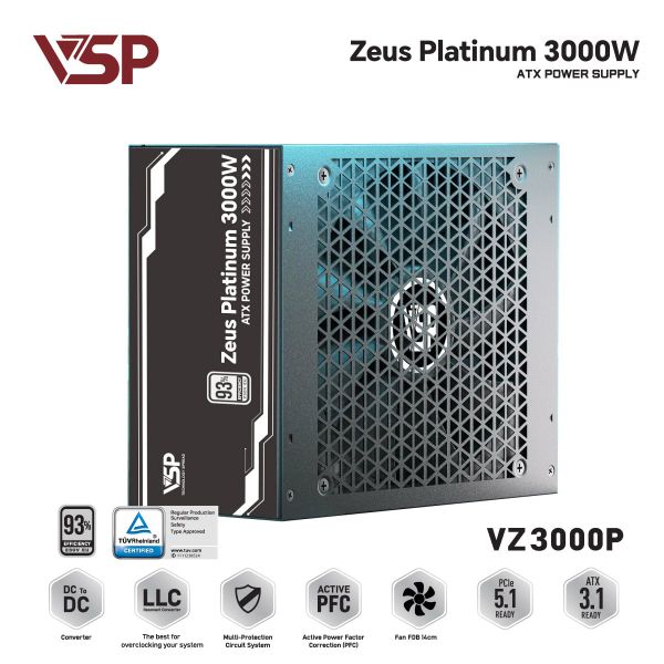 Nguồn VSP Zeus Platinum 3000W VZ3000P 80 PLUS Platinum Full Modular ATX 3.1 PCIe 5.1