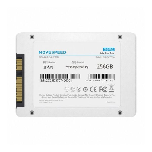 Ổ cứng SSD Movespeed 256GB SATA III 2.5 inch, đọc 540MB/s ghi 480MB/s