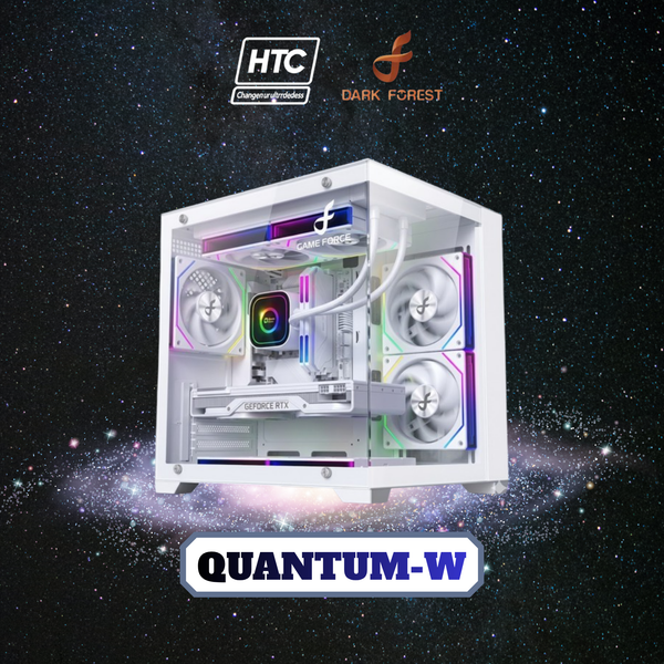 Case eMaster Quantum White, M ATX, sẵn 5 Fan ARGB, kính cường lực 3mm