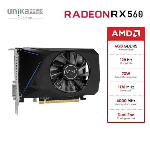 Card màn hình Unika Radeon RX 560 4GB GDDR5 - Màu đen