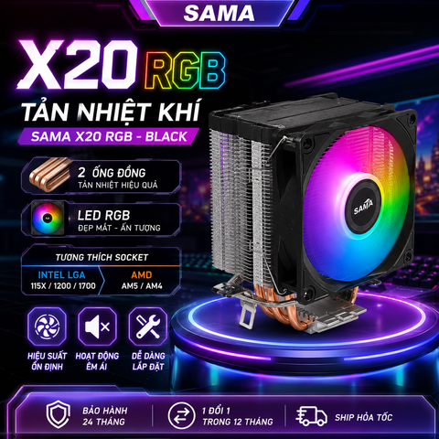 Tản Nhiệt Khí SAMA X20 - Màu đen