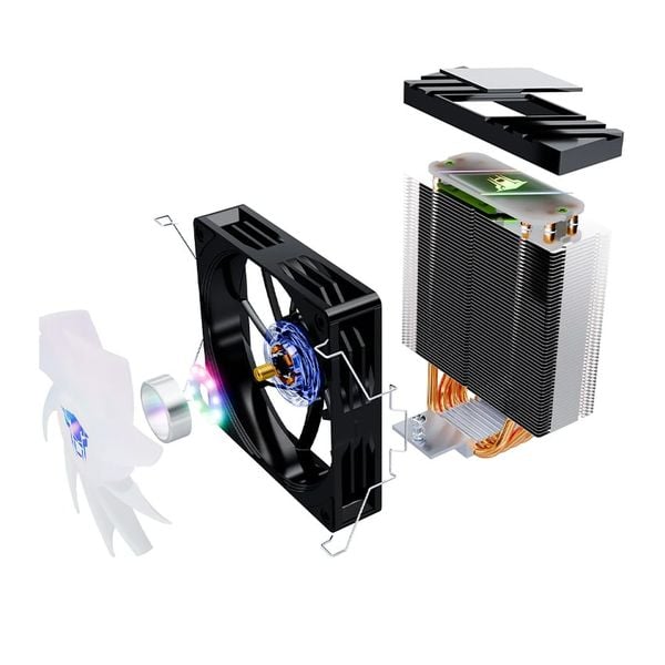 Tản nhiệt khí Leopard K400 ARGB Trắng, quạt PWM 1800RPM, 69CFM, hỗ trợ Intel LGA1700