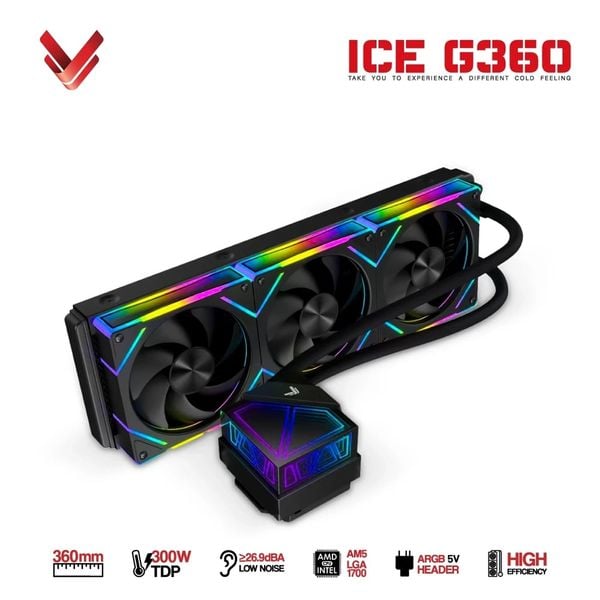 Tản Nhiệt Nước AIO VSP ICE G360 ARGB 360mm TDP 300W