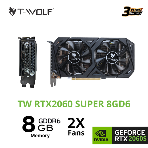 Card màn hình T-Wolf RTX 2060 Super 8GB DDR6 (HDMI, DP) - Màu đen