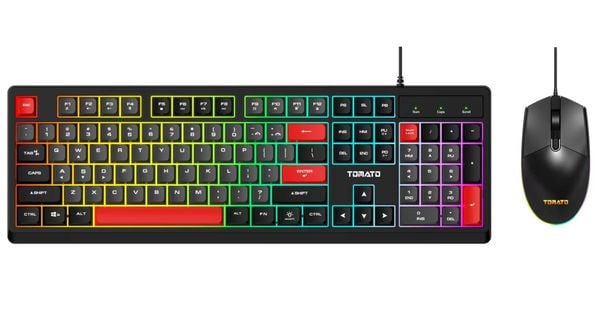 Combo bàn phím + chuột giả cơ Tomato S110 LED RGB Đen/ Trắng Xanh / Đỏ Đen