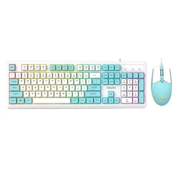 Combo bàn phím + chuột giả cơ Tomato S110 LED RGB Đen/ Trắng Xanh / Đỏ Đen