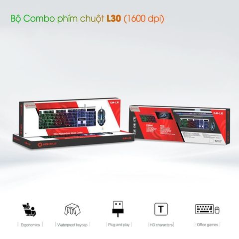 Bộ Combo Phím Chuột Coolerplus KM L30 - Màu đen