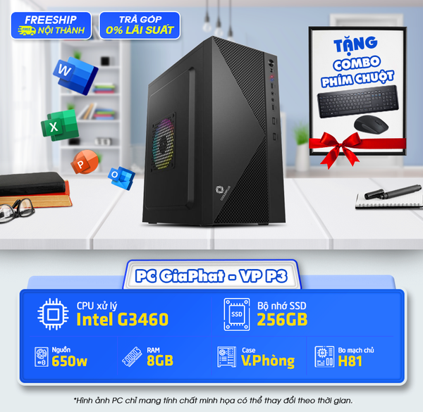 PC Văn Phòng P3 G3460, H81, 512G SSD, 8G RAM học sinh, sinh viên, doanh nghiệp