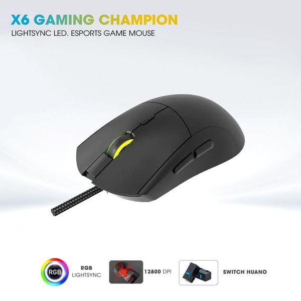 Chuột Gaming Có Dây Coolerplus X6 Champion - Màu đen