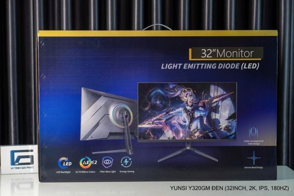 Yunsi Gaming Y320GM 2K 180Hz (QHD, IPS, HDMI + DP, 1ms) - Màu đen
