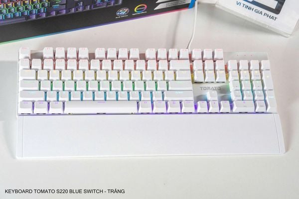 Bàn phím cơ Tomato S220 Blue Switch 104 phím 1.8m - Màu trắng