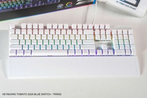 Bàn phím cơ Tomato S220 Blue Switch 104 phím 1.8m - Màu trắng