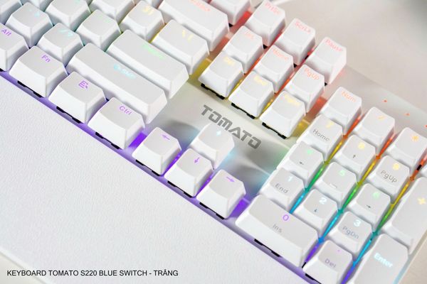 Bàn phím cơ Tomato S220 Blue Switch 104 phím 1.8m - Màu trắng