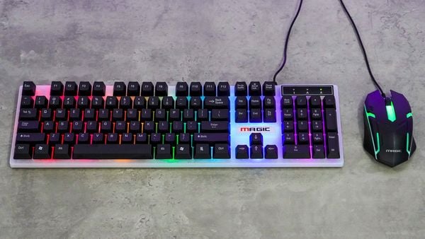 Combo phím chuột Gaming Magic KM-01L LED RGB - Màu đen