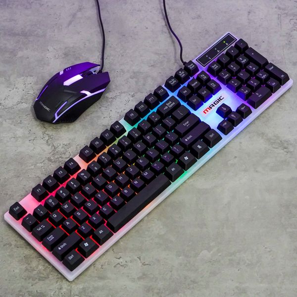 Combo phím chuột Gaming Magic KM-01L LED RGB - Màu đen