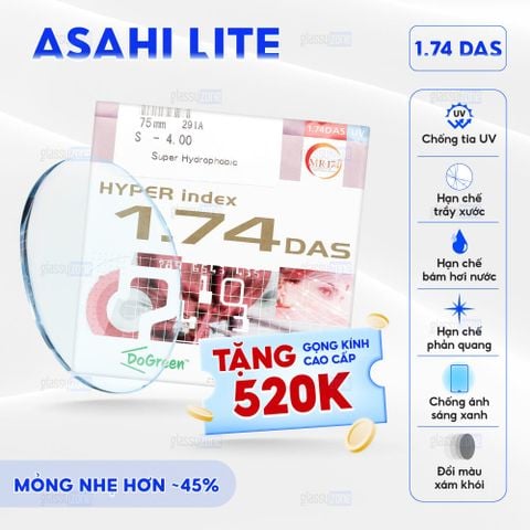 Tròng kính siêu mỏng đổi màu Asahi 1.74