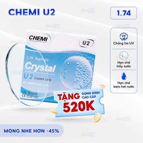 Tròng kính siêu mỏng Chemi U2 1.74