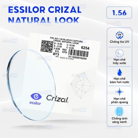 Tròng kính chống ánh sáng xanh, chống phản quang Essilor Crizal Natural Look
