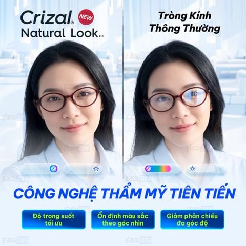 Tròng kính chống ánh sáng xanh, chống phản quang Essilor Crizal Natural Look