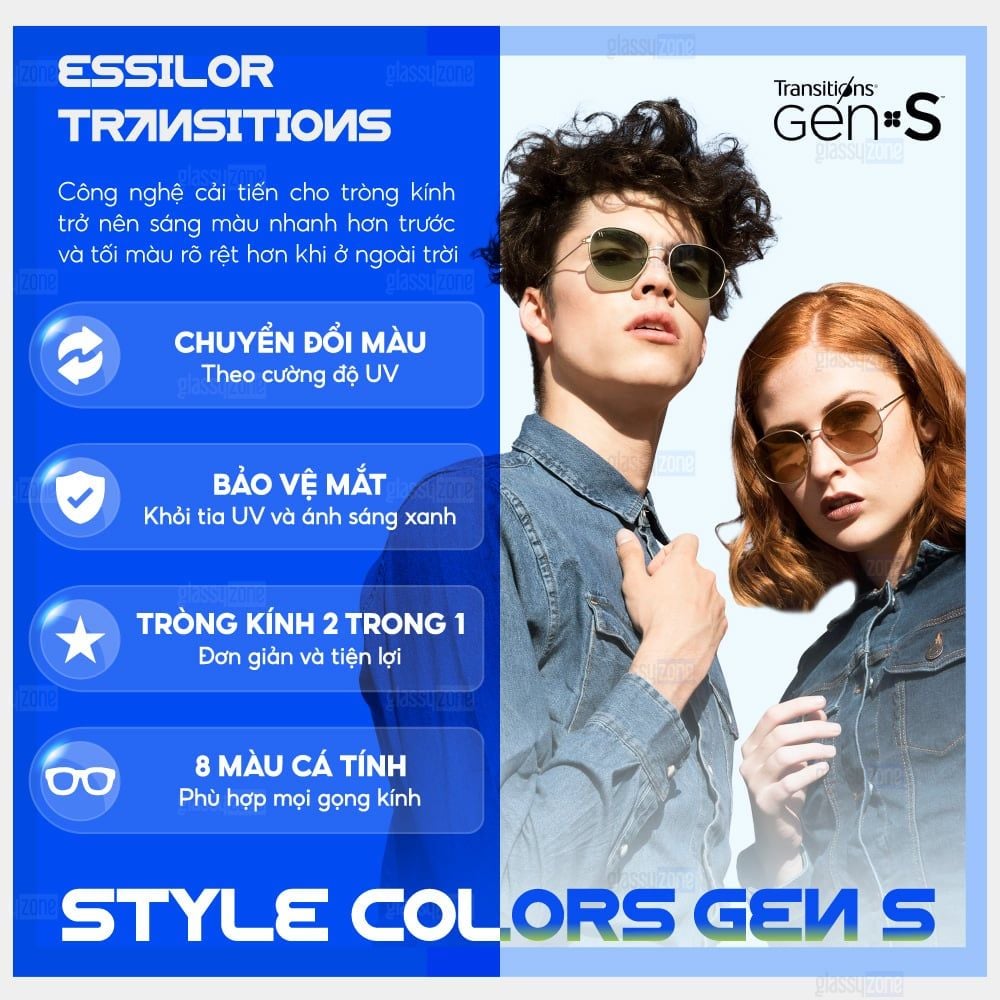 Tròng kính đổi màu Essilor Transitions Gen S