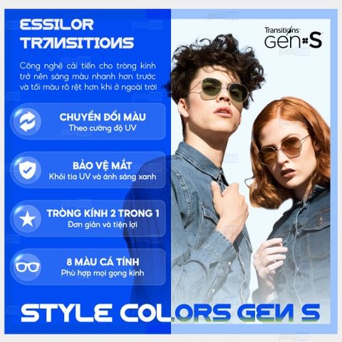 Tròng kính đổi màu Essilor Transitions Gen S