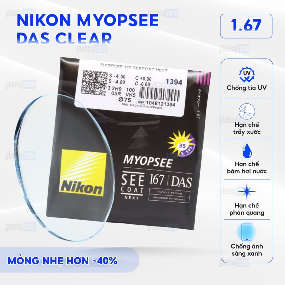 Tròng kính Nikon Myopsee DAS Clear