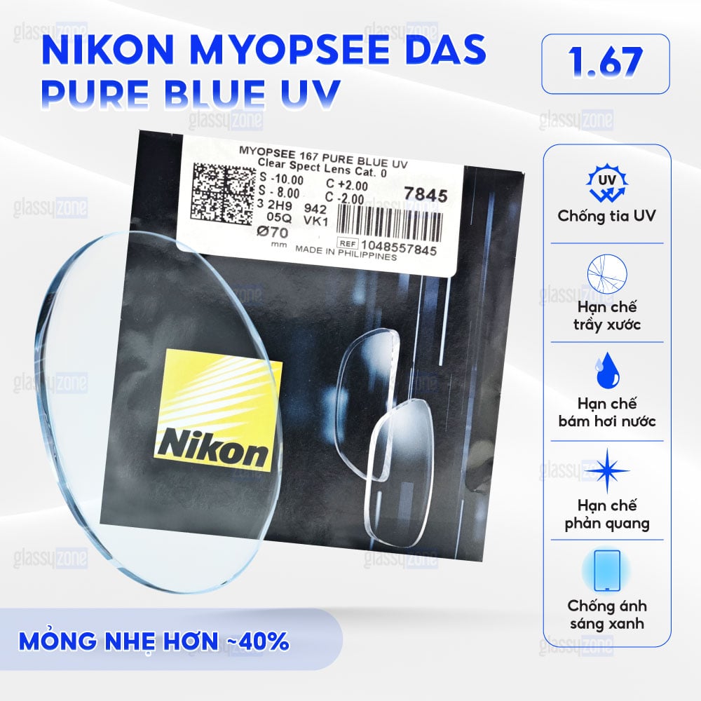 Tròng kính Nikon Myopsee DAS Pure Blue UV
