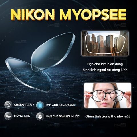 Tròng kính Nikon Myopsee DAS Pure Blue UV