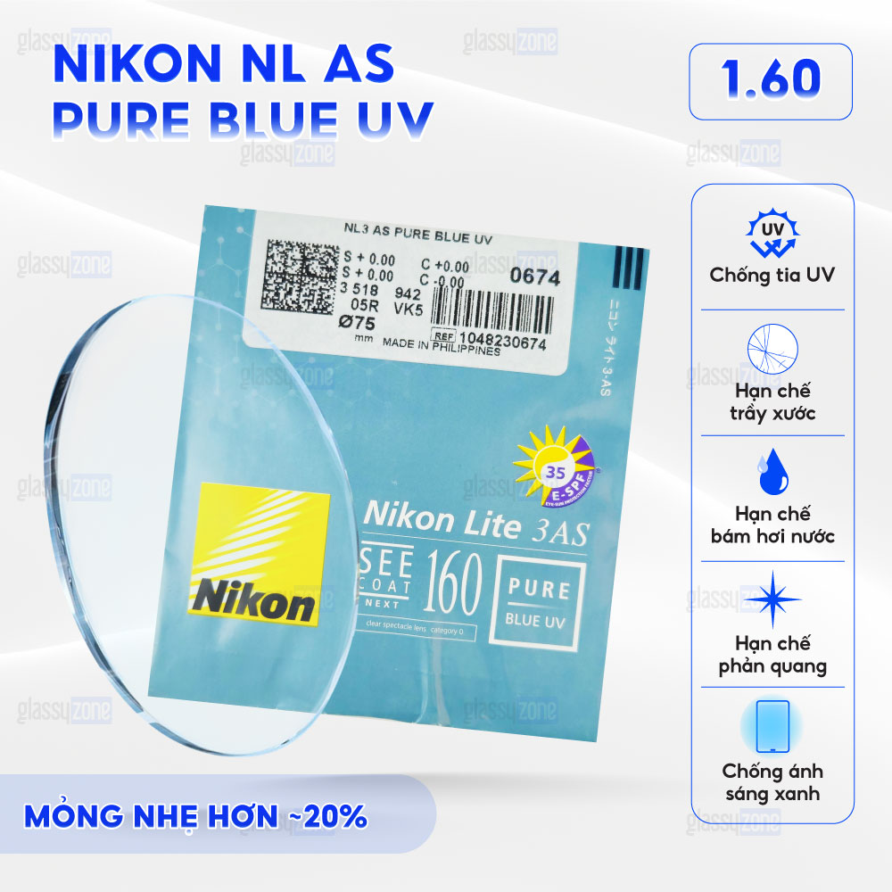 Tròng kính Nikon NL AS Pure Blue UV
