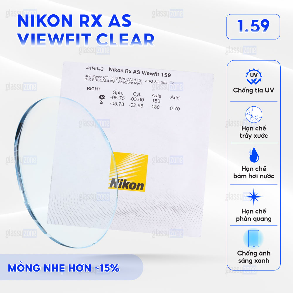 Tròng kính đánh Nikon Rx AS Viewfit Clear