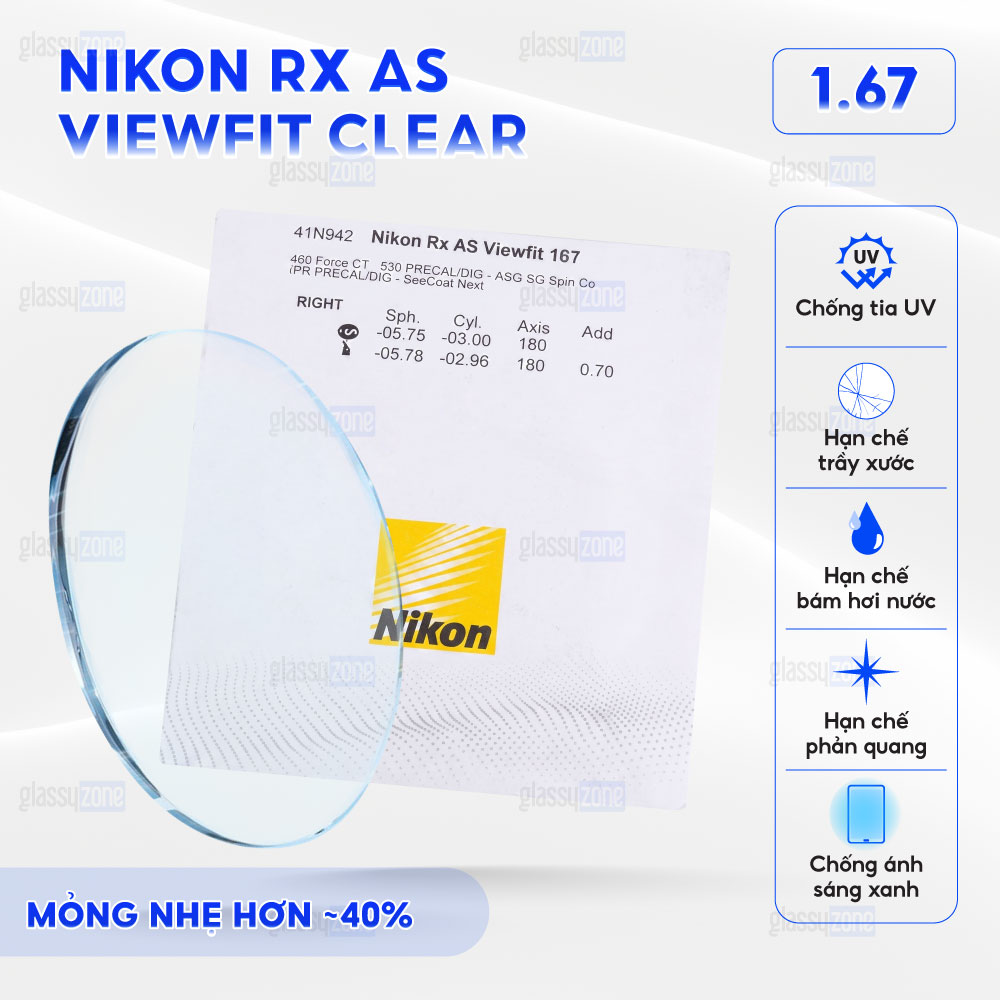 Tròng kính đánh Nikon Rx AS Viewfit Clear