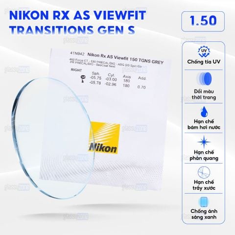 Tròng kính đánh Nikon Rx AS Viewfit Transitions Gen S