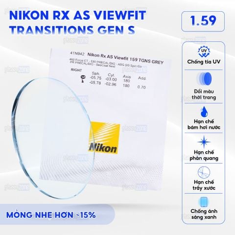 Tròng kính đánh Nikon Rx AS Viewfit Transitions Gen S
