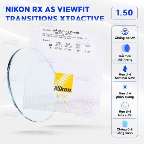 Tròng kính đánh Nikon Rx AS Viewfit Transitions Xtractive