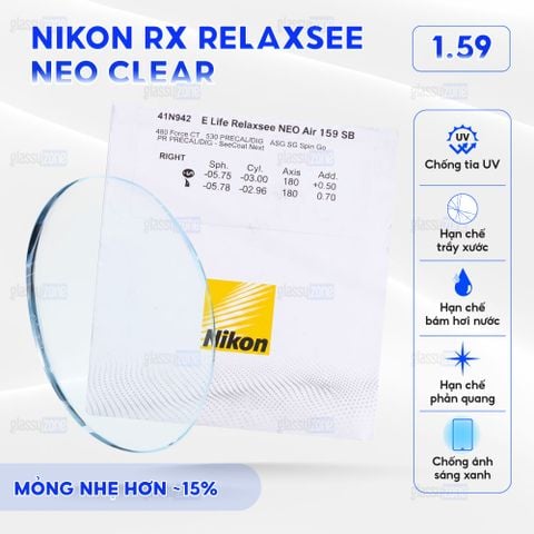 Tròng kính đánh Nikon Rx Relaxsee Neo Clear