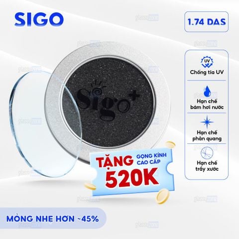 Tròng kính siêu mỏng phẳng 2 mặt Sigo 1.74