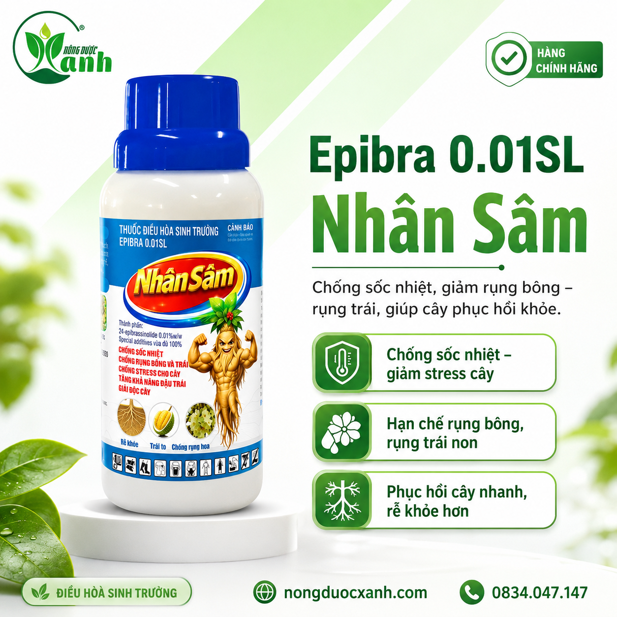  Epibra 0.01SL NHÂN SÂM – Giải cứu cây trồng khỏi sốc nhiệt, stress và rụng trái. 