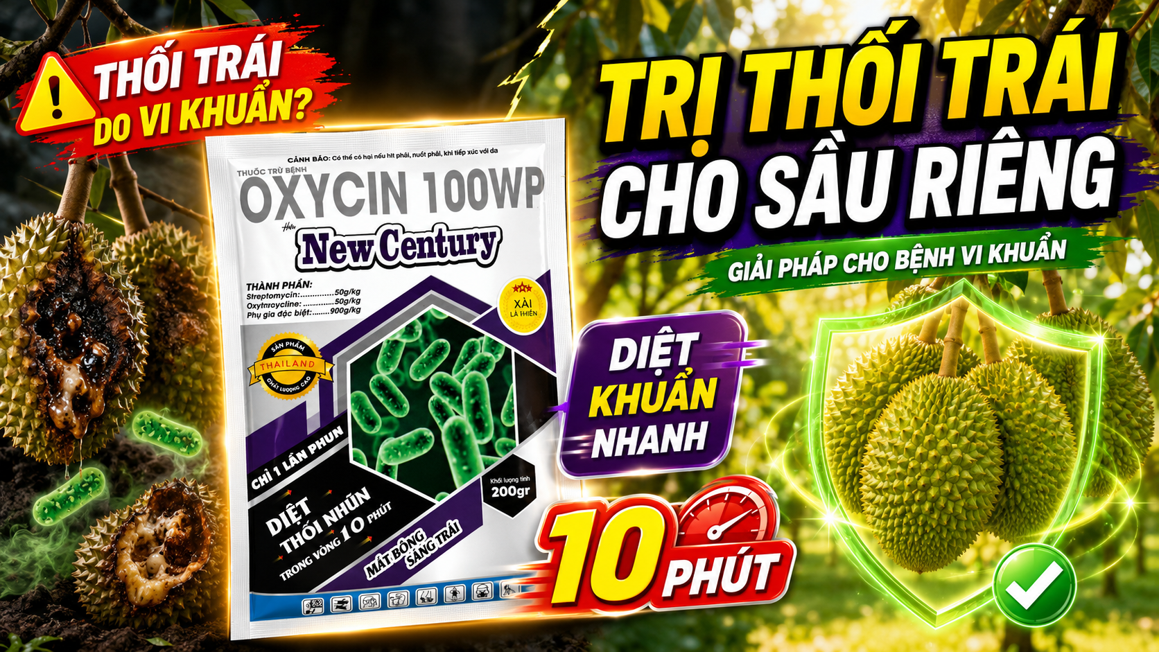  Thuốc Trừ Bệnh OXYCIN 100WP - New Century Trị Thối Nhũn, Mát Bông 