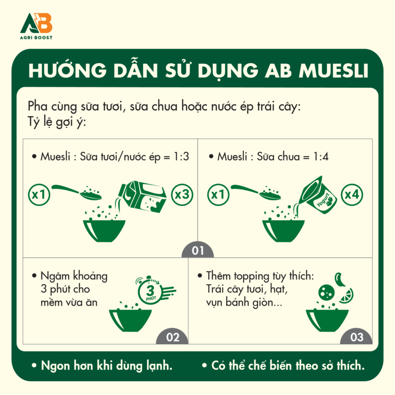  Ngũ Cốc Dinh Dưỡng AB Muesli Hũ Nhựa - Vị Matcha 
