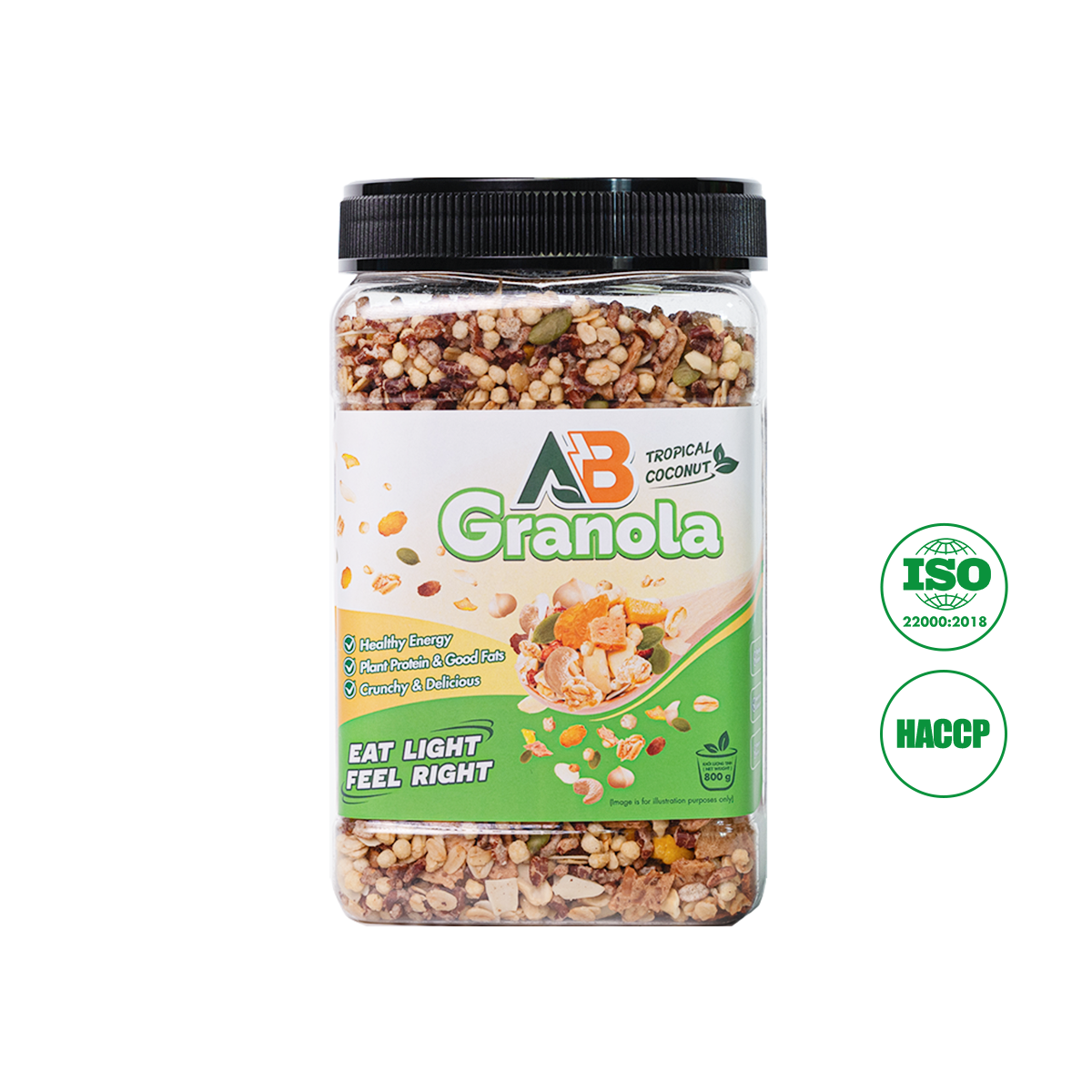  AB Granola Ngũ Cốc Mix Trái Cây Sấy 800G – Vị Dừa Nhiệt Đới 