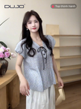  Áo Chấm Bi V-Neck Dáng Rộng, Thanh Lịch, Che Bụng Big Size 