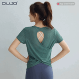  Áo Thun Tập Gym Hở Lưng Xoắn Eo 